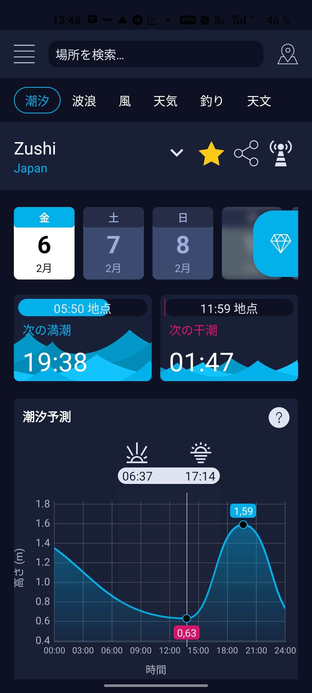 Tide times screenshot