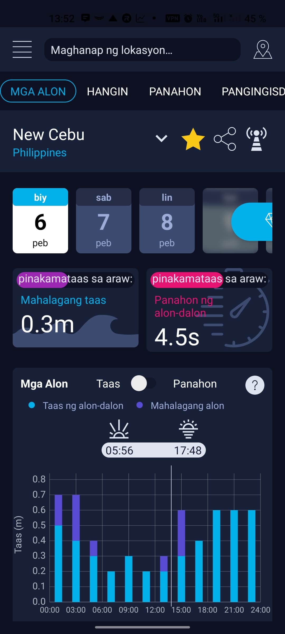 Preview ng tide times — High Tide app