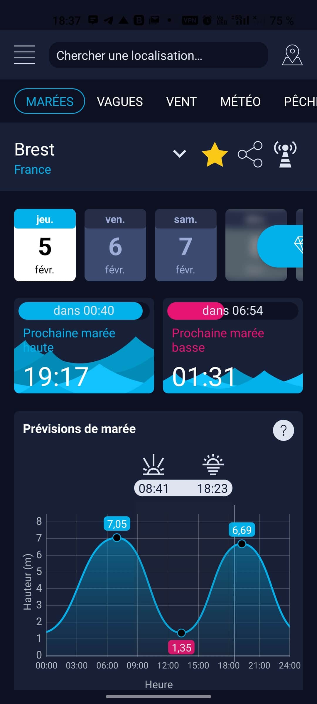 Tide times screenshot